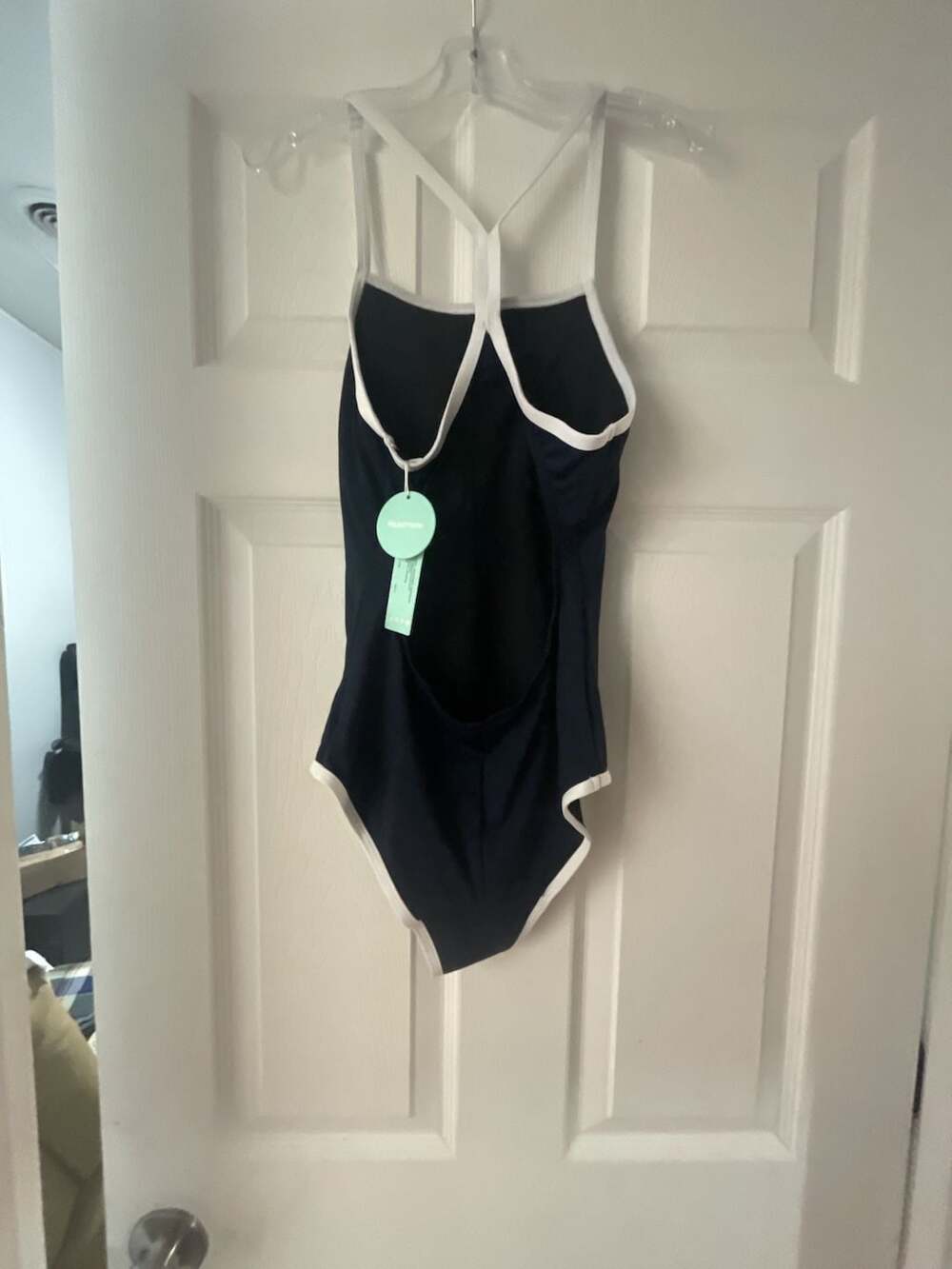 Beautikini Women's Contrast Piping Racerback One-Piece Swimsuit